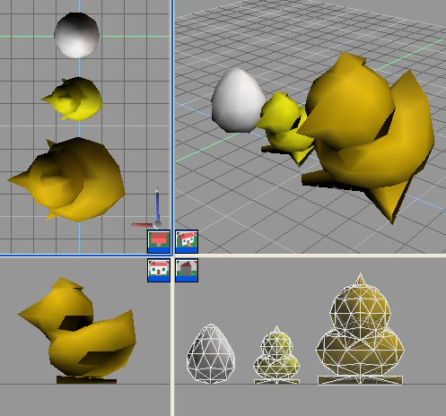 Monster models (egg, chicken, hen)